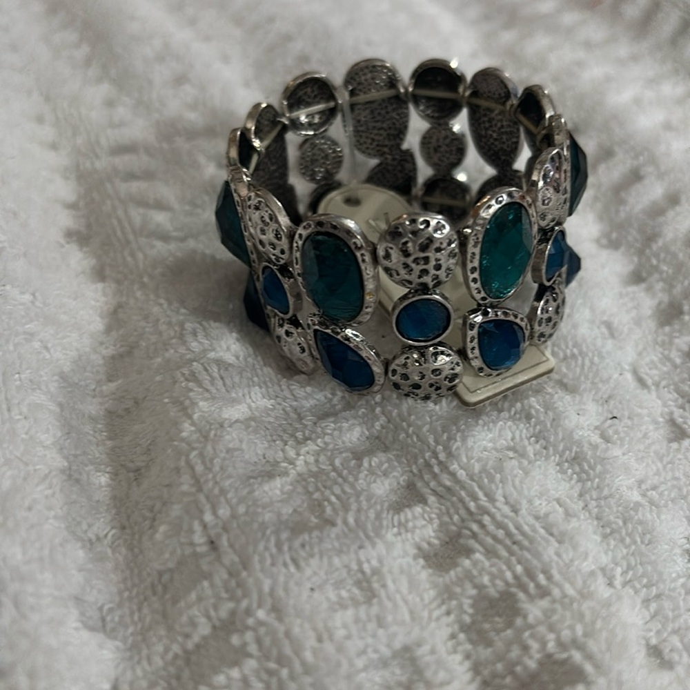 Laura Ashley Stretchy Gem-Embellished Silver Bracelet